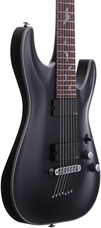 open zoom image for Schecter Damien Platinum-7 Electric Guitar, 7-String, Satin Black, Full Left Front