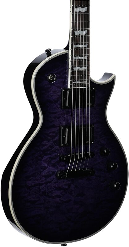 open zoom image for ESP LTD EC-1000-QM Electric Guitar, with EMG Pickups, See-Thru Purple Sunburst, Full Left Front