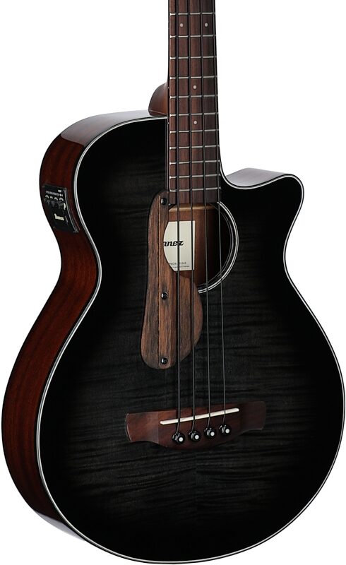 open zoom image for Ibanez AEGB25E Acoustic-Electric Bass, Transparent Black Burst Hi Gloss, Full Left Front