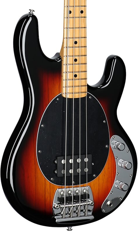 open zoom image for Ernie Ball Music Man Retro '70s StingRay Electric Bass (with Mono soft case), Sunburst, Maple Fretboard, Open Box (Good), Full Left Front
