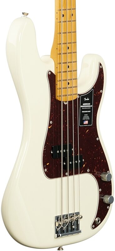 open zoom image for Fender American Pro II Precision Electric Bass, Maple Fingerboard (with Case), Olympic White, Full Left Front