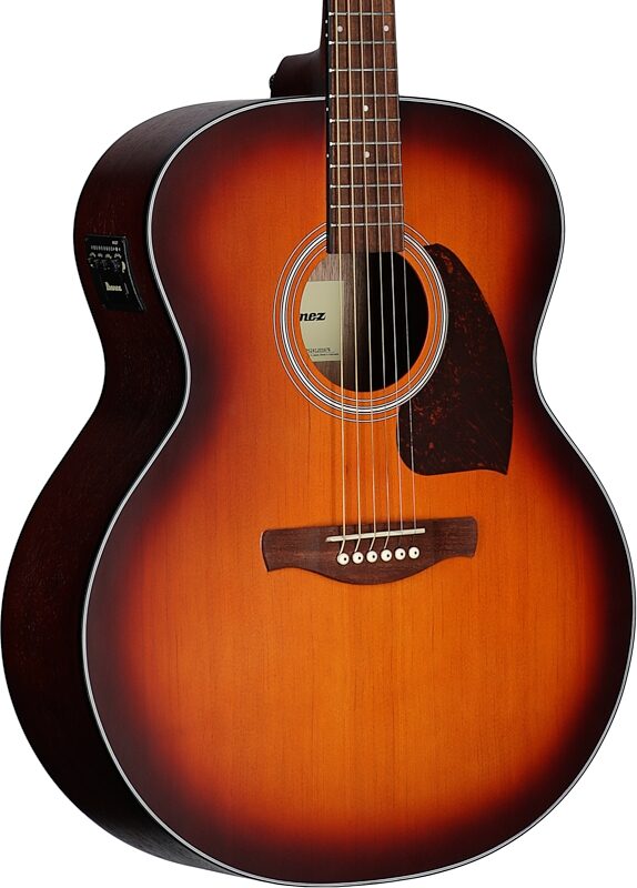 open zoom image for Ibanez PJ50E Acoustic-Electric Guitar, Open Pore Vintage Amber Sunburst, Full Left Front