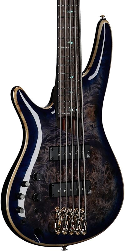 open zoom image for Ibanez SR2605L Premium Electric Bass (with Gig Bag), Cerulean Blue Burst, Full Left Front