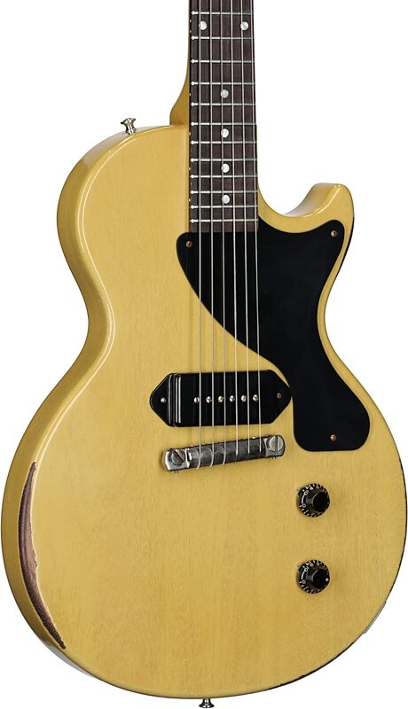 open zoom image for Gibson Custom 1957 Les Paul Junior Murphy Lab Heavy Aged Electric Guitar (with Case), TV Yellow, Full Left Front