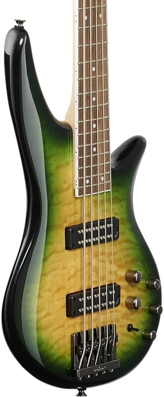 open zoom image for Jackson JS3QV Spectra Electric Bass, 5-String (with Laurel Fingerboard), Alien Burst, Full Left Front