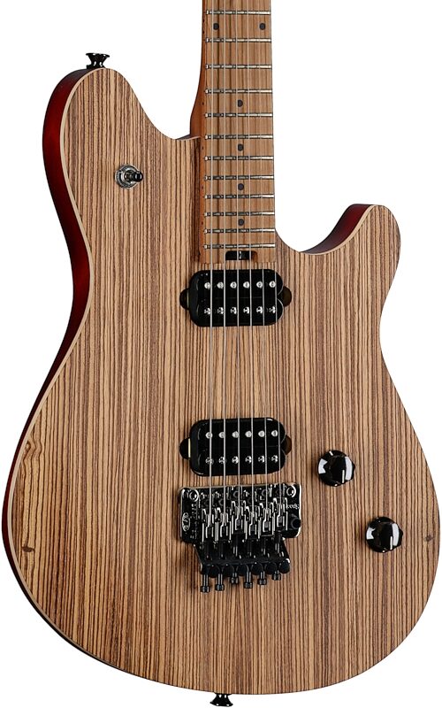 open zoom image for EVH Eddie Van Halen WG Wolfgang Standard Exotic Electric Guitar, with Maple Fingerboard, Zebrawood Natural, Full Left Front