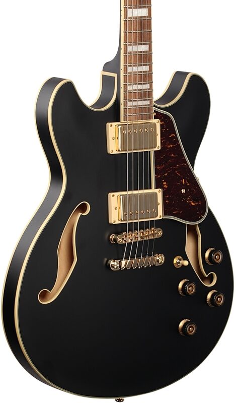 open zoom image for Ibanez AS73G Artcore Semi-Hollowbody Electric Guitar, Black Flat, Full Left Front