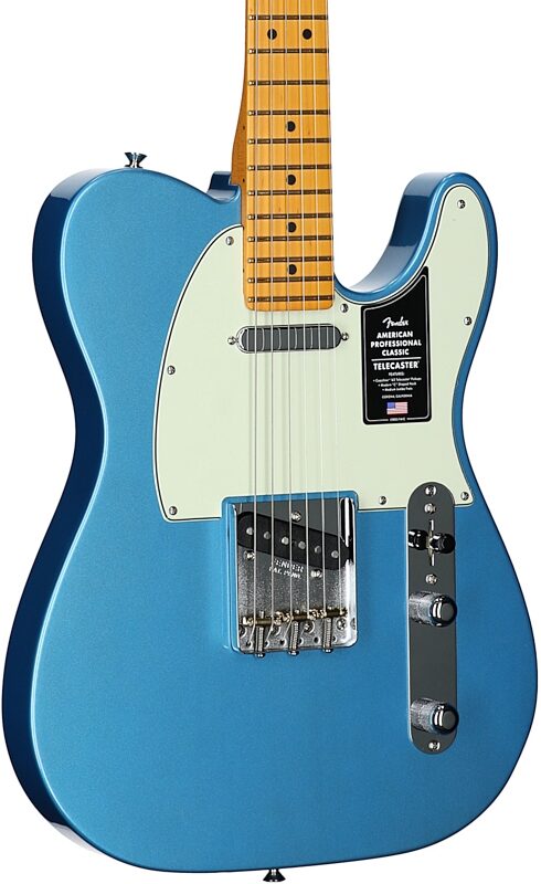 open zoom image for Fender American Professional Classic Telecaster Electric Guitar, Maple Fingerboard (with Gig Bag), Lake Placid Blue, Full Left Front