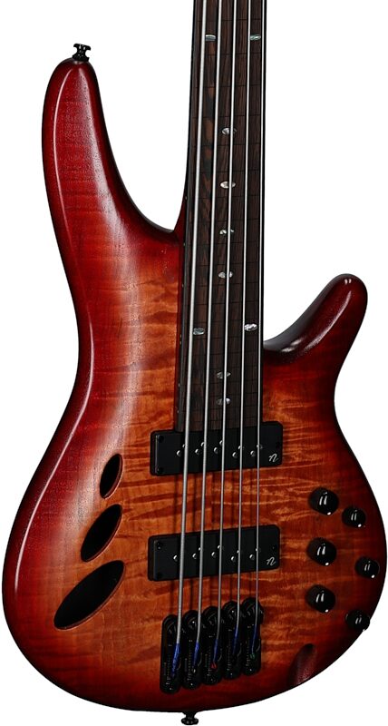 open zoom image for Ibanez SRD905F Bass Workshop Fretless Electric Bass, Brown Topaz, Full Left Front
