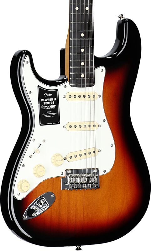 open zoom image for Fender Player II Stratocaster Electric Guitar, Left-Handed (with Rosewood Fingerboard), 3-Color Sunburst, Full Left Front