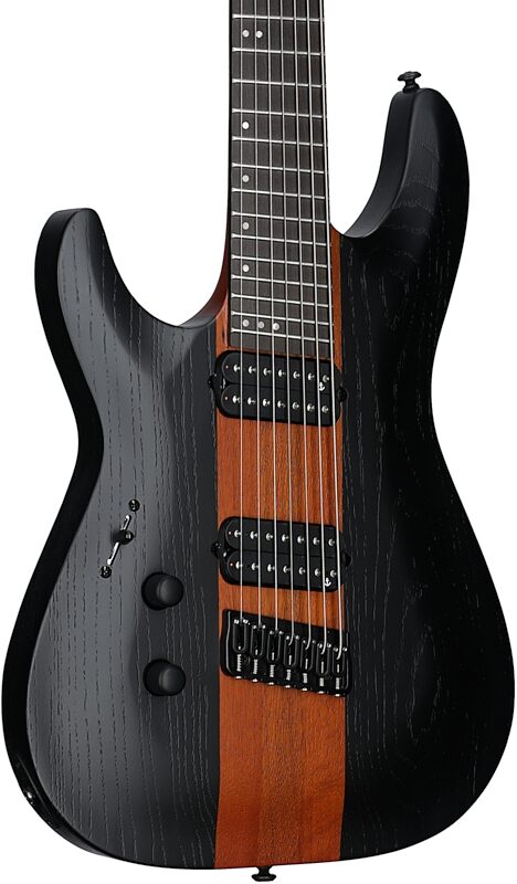 open zoom image for Schecter Rob Scallon C-7 Multi-Scale Electric Guitar, 7-String, Left-Handed, Satin Dark Roast, Full Left Front
