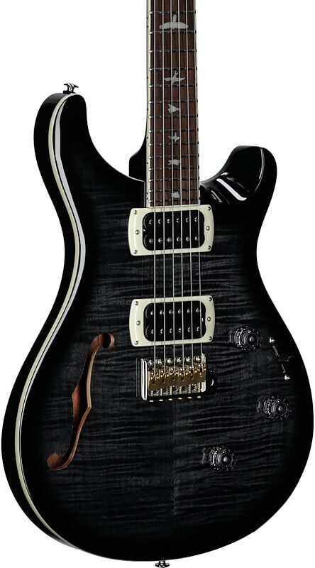 open zoom image for PRS Paul Reed Smith SE Custom 24 Semi-Hollowbody Piezo Electric Guitar (with Gig Bag), Charcoal Burst, Open Box (Very Good), Full Left Front