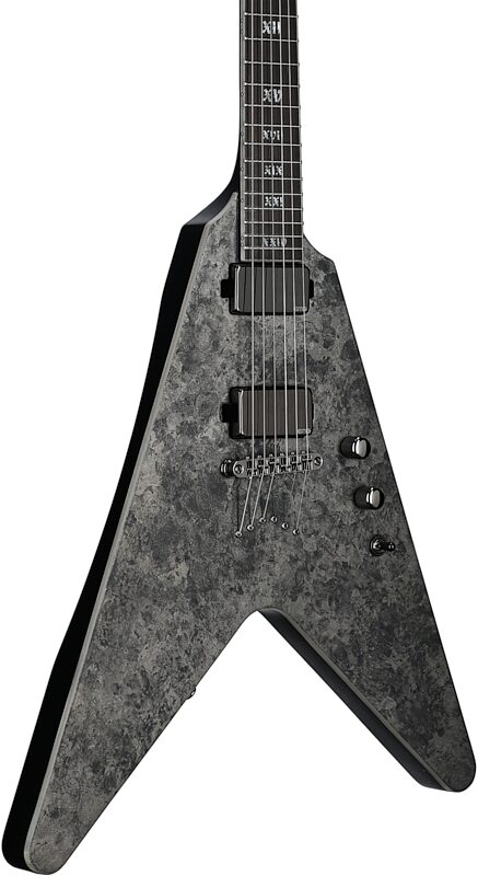 open zoom image for Schecter Juan of the Dead V-1 Electric Guitar, Black Reign, Full Left Front