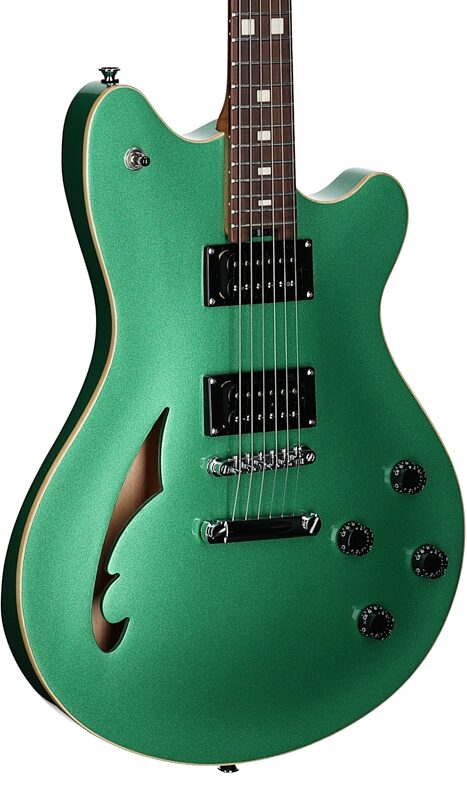 open zoom image for EVH Eddie Van Halen SA-126 Standard Centerblock Electric Guitar, Pelham Green, Full Left Front