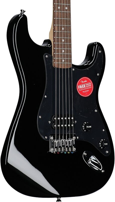 open zoom image for Squier Sonic Stratocaster Hard Tail Laurel Neck Electric Guitar, Black, Full Left Front