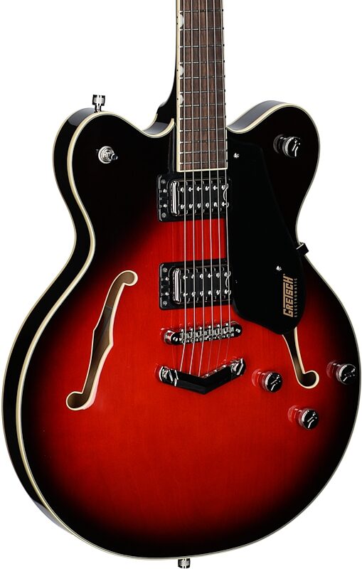 open zoom image for Gretsch G5622 Electromatic Center Block Double-Cut Electric Guitar, Claret Burst, Full Left Front
