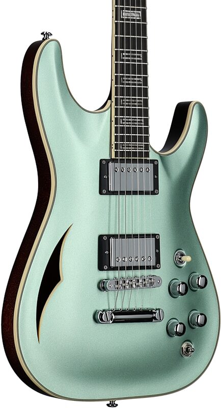 open zoom image for Schecter C-1 EA Classic Electric Guitar, Satin Vintage Pelham Blue, Open Box (Good), Full Left Front