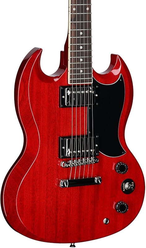 open zoom image for Epiphone SG Tribute Electric Guitar, Cherry, Full Left Front