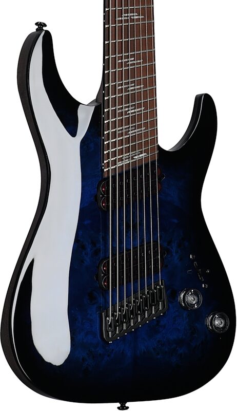 open zoom image for Schecter Omen Elite-8 Multiscale Electric Guitar, 8-String, Blue Burst, Full Left Front