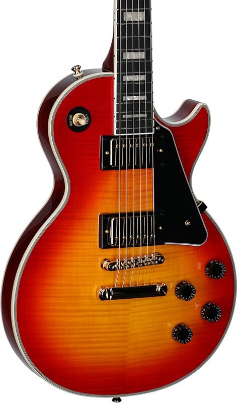 open zoom image for Epiphone Inspired by Gibson Les Paul Custom Electric Guitar, (with Gig Bag), Heritage Cherry Sunburst, Full Left Front