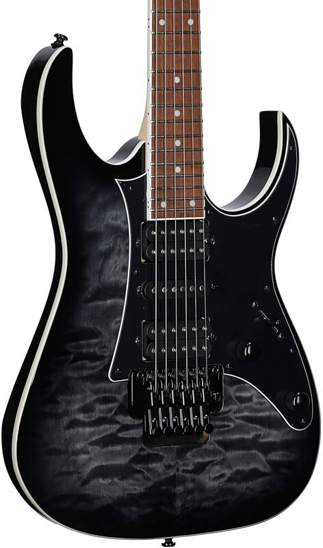 open zoom image for Ibanez RG450QMB Electric Guitar, Transparent Gray Burst, Full Left Front