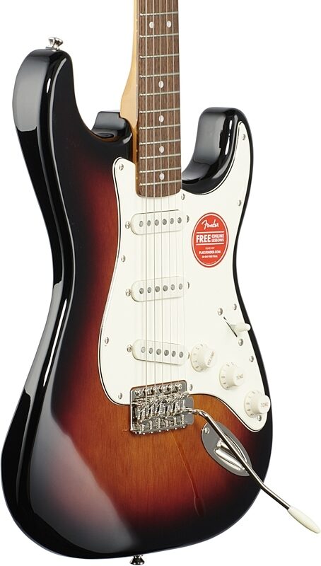 open zoom image for Squier Classic Vibe '60s Stratocaster Electric Guitar, with Laurel Fingerboard, 3-Color Sunburst, Full Left Front