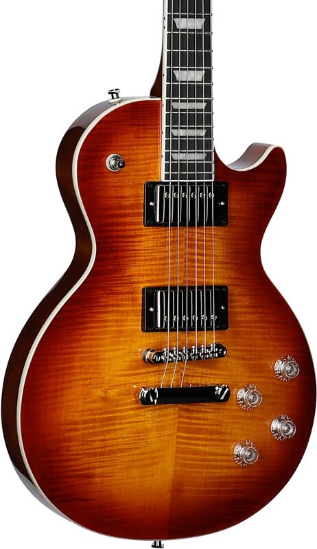 open zoom image for Epiphone Les Paul Modern Figured Electric Guitar, Mojave Burst, with Gig Bag, Full Left Front