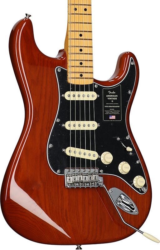 open zoom image for Fender American Vintage II 1973 Stratocaster Electric Guitar (with Case), Mocha, Full Left Front