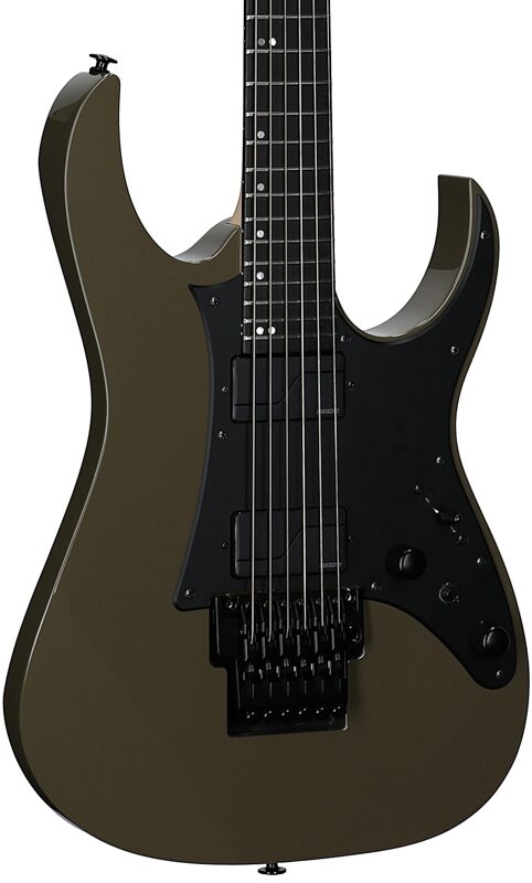 open zoom image for Ibanez RGR5130R Prestige Electric Guitar (with Case), Khaki Metallic, Full Left Front