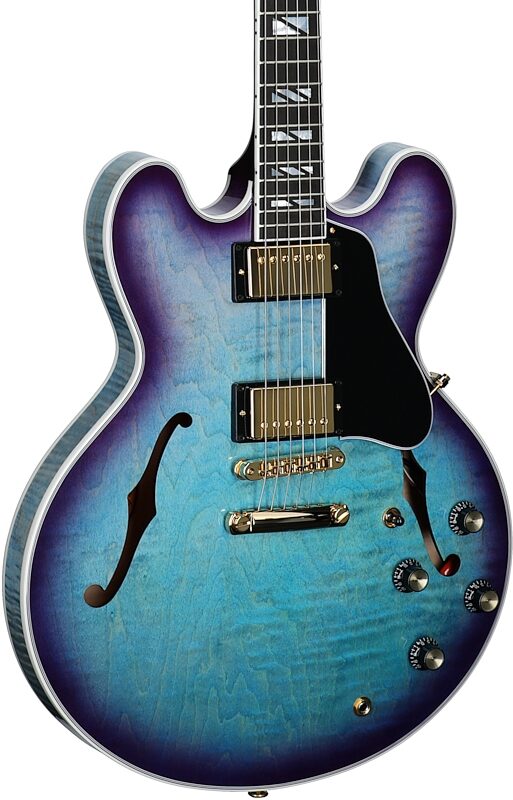 open zoom image for Gibson ES-335 Supreme Figured Top Electric Guitar (with Case), Blueberry Burst, Full Left Front