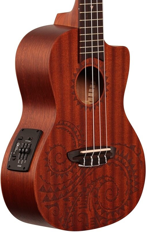 open zoom image for Luna Tattoo Acoustic-Electric Concert Ukulele (with Gig Bag), New, Full Left Front