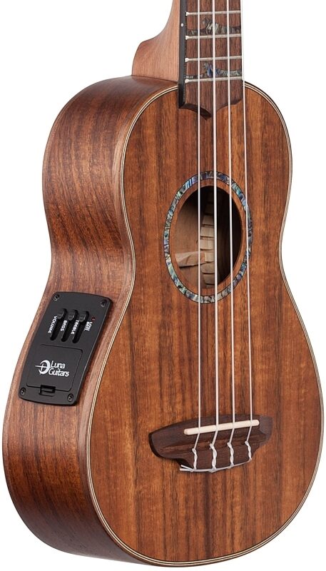 open zoom image for Luna High Tide Soprano Ukulele (with Preamp), Koa, Full Left Front