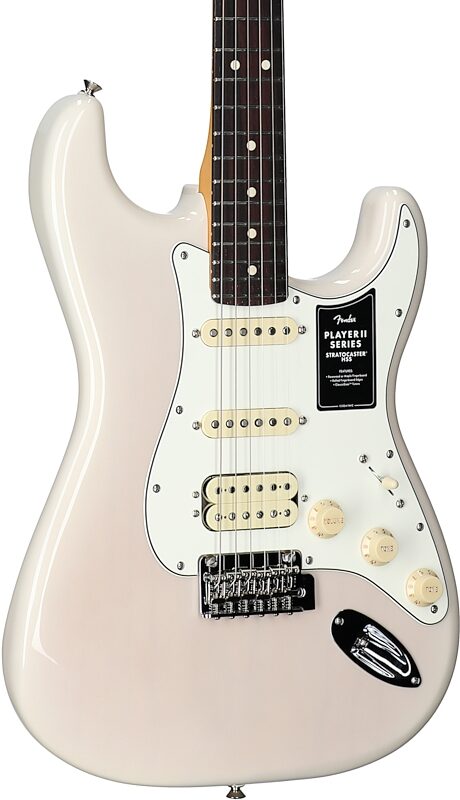 open zoom image for Fender Player II Stratocaster HSS Chambered Ash Electric Guitar, White Blonde, Full Left Front