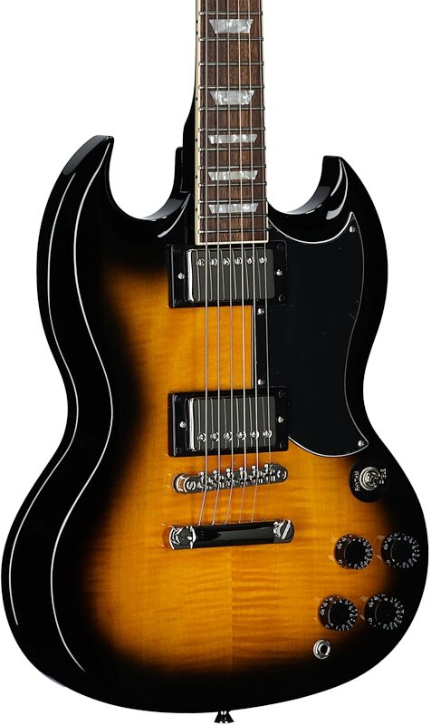 open zoom image for Epiphone SG Tribute Plus Electric Guitar, Vintage Sunburst, Open Box (Very Good), Full Left Front