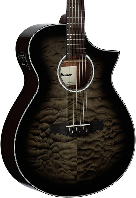 open zoom image for Ibanez AEWC16QA HG Acoustic-Electric Guitar, Transparent Black Sunburst, Full Left Front