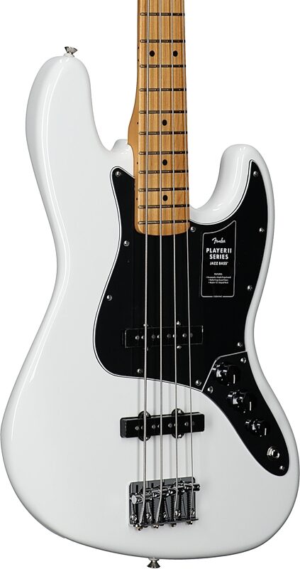 open zoom image for Fender Player II Jazz Electric Bass, with Maple Fingerboard, Polar White, Full Left Front