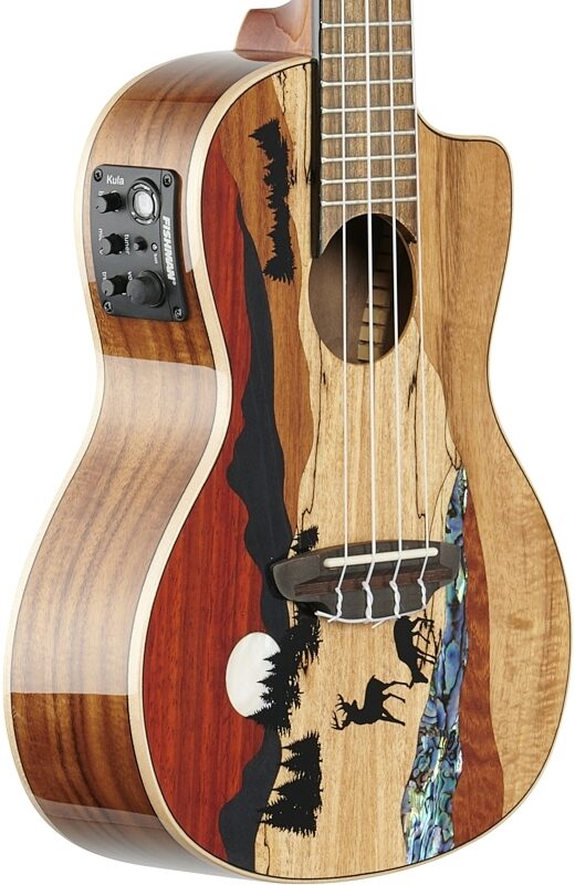 open zoom image for Luna Vista Deer Concert Acoustic-Electric Ukulele (with Gig Bag), New, Full Left Front