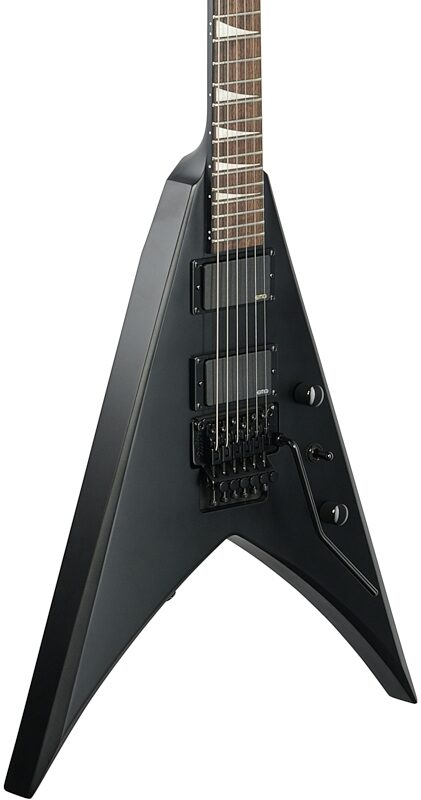 open zoom image for Jackson X King V KVXMG Electric Guitar, Laurel Satin Black, Open Box (Good), Full Left Front