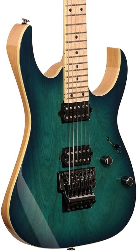 open zoom image for Ibanez RG652AHM Prestige Electric Guitar (with Case), Nebula Green Burst, Full Left Front