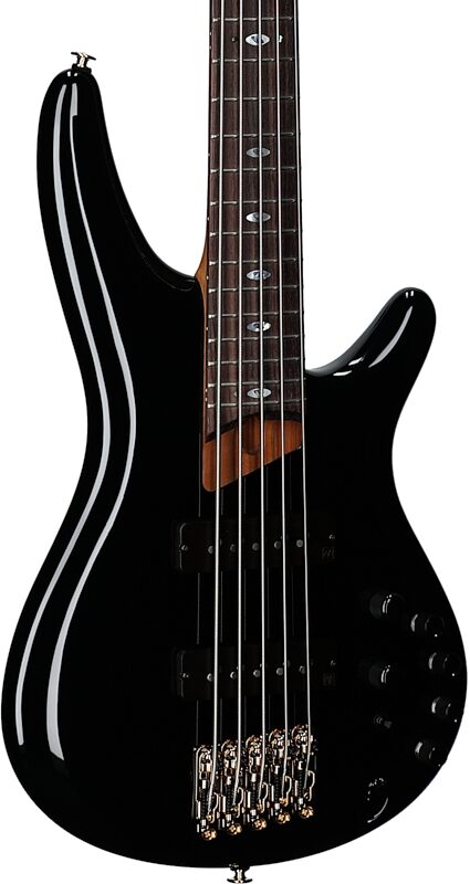 open zoom image for Ibanez SR3505 Prestige Electric Bass, 5-String (with Case), Black, Full Left Front
