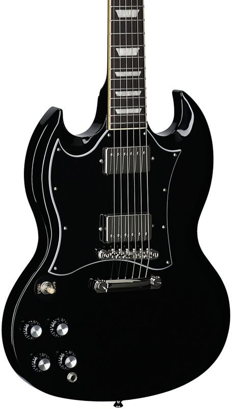 open zoom image for Epiphone Inspired by Gibson SG Standard Electric Guitar, Left-Handed (with Gig Bag), Ebony, Full Left Front