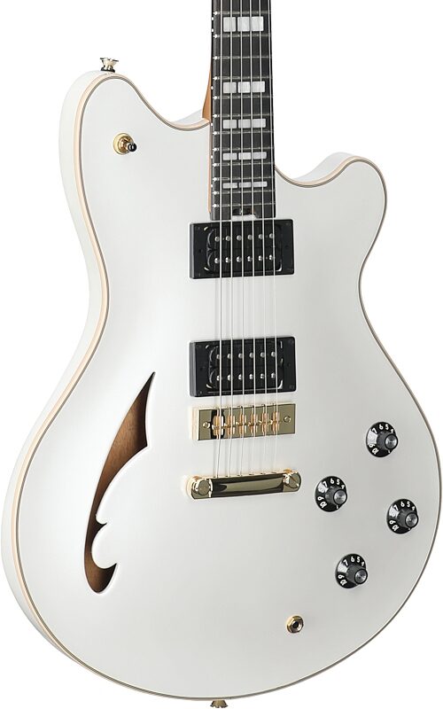 open zoom image for EVH Eddie Van Halen SA-126 Special Electric Guitar (with Case), Platinum Pearl Metallic, Full Left Front