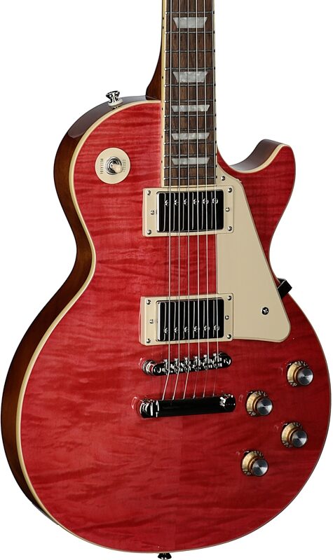 open zoom image for Epiphone Inspired by Gibson Les Paul Standard '60s Electric Guitar (with Gig Bag), Fuchsia, with Figured Maple Top, Full Left Front