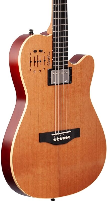 open zoom image for Godin A6 Ultra Acoustic-Electric Guitar (with Gig Bag), Natural, Full Left Front