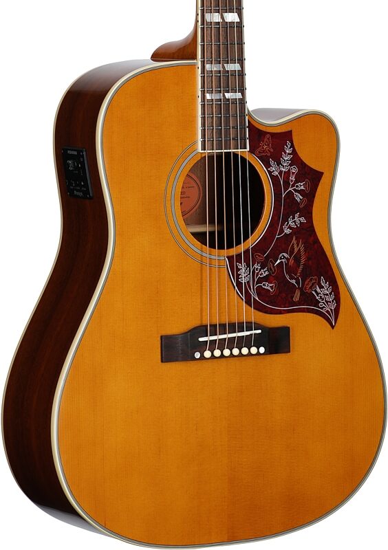 open zoom image for Epiphone Inspired by Gibson Hummingbird Standard EC Acoustic-Electric Guitar (with Gig Bag), Natural, Full Left Front
