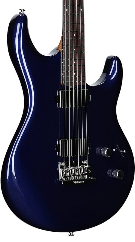open zoom image for Ernie Ball Music Man Luke 4 HH Electric Guitar (with Mono bag), Butane Blue, Rosewood Fretboard, Full Left Front