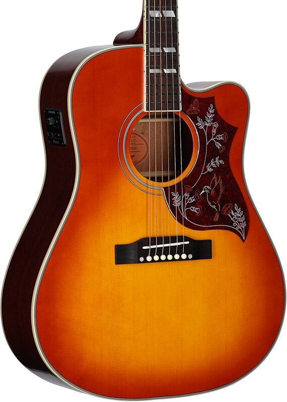 open zoom image for Epiphone Inspired by Gibson Hummingbird Standard EC Acoustic-Electric Guitar (with Gig Bag), Cherry Sunburst, Full Left Front