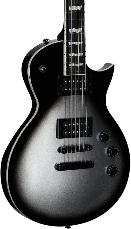 open zoom image for ESP LTD EC-256FM Electric Guitar, Silver Sunburst Teardrop, Full Left Front