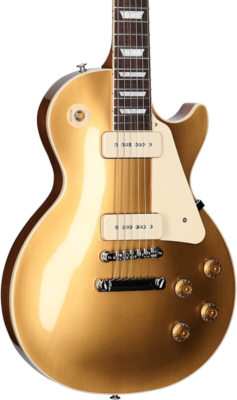 open zoom image for Gibson Les Paul Standard '50s P90 Electric Guitar (with Case), Gold Top, Full Left Front