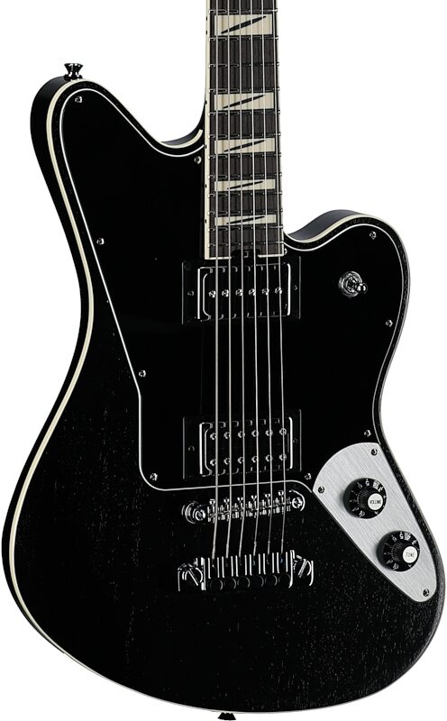 open zoom image for Jackson Pro Series Lee Malia LM87 Electric Guitar (with Gig Bag), Open Pore Black, Full Left Front